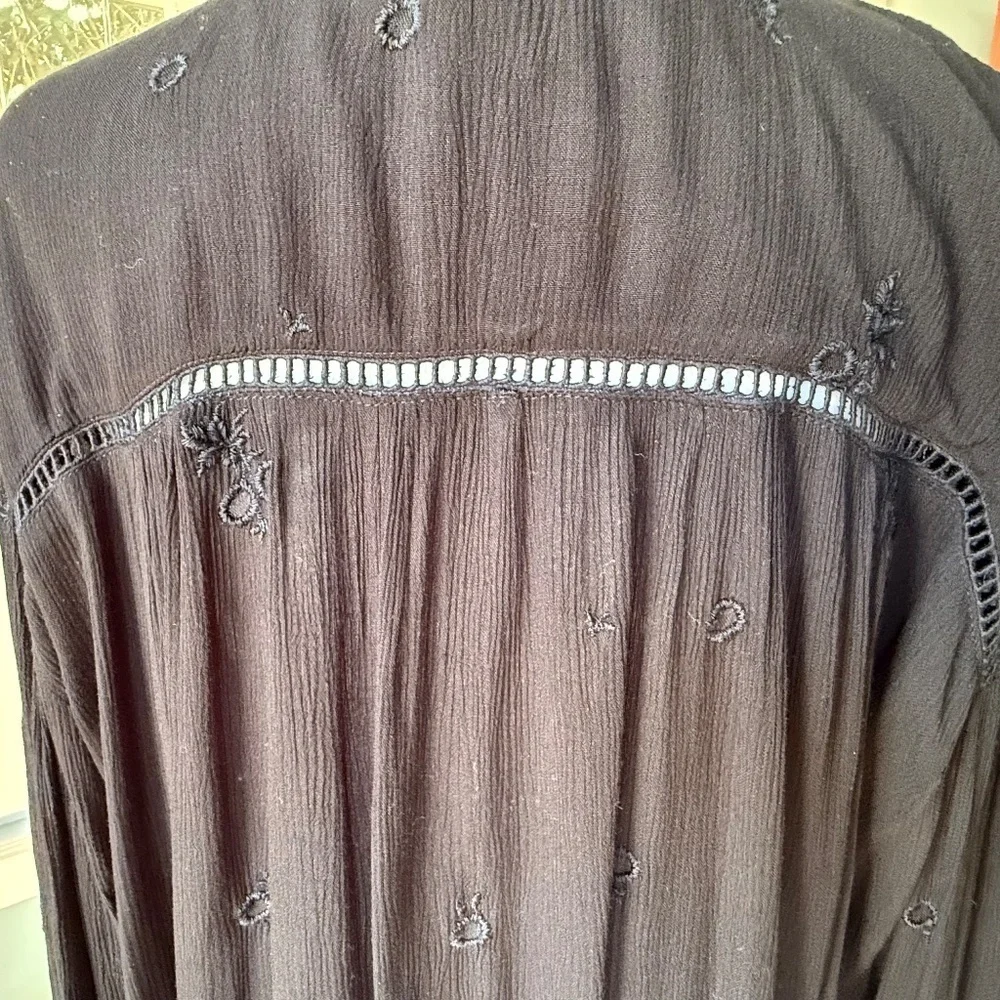 Free People Wishful Moments Peasant Blouse Black Size Medium